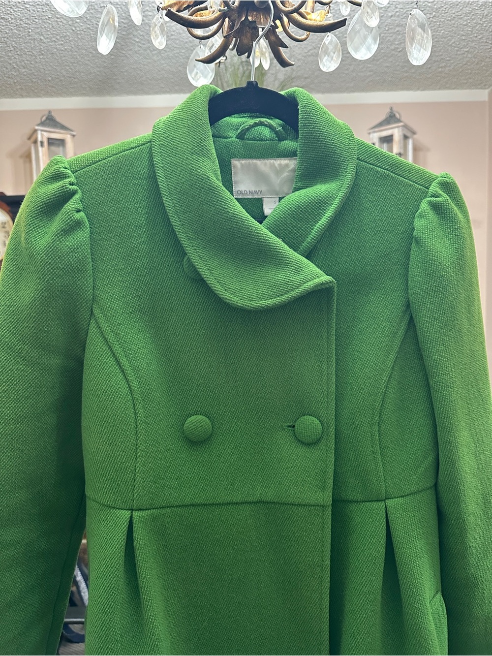 Old Navy Bright Green Double-Breasted Pea Coat